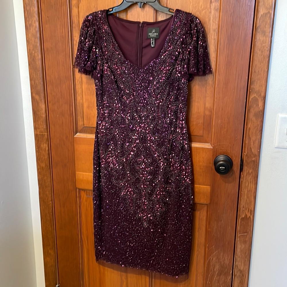 Burgandy sequined cocktail dress